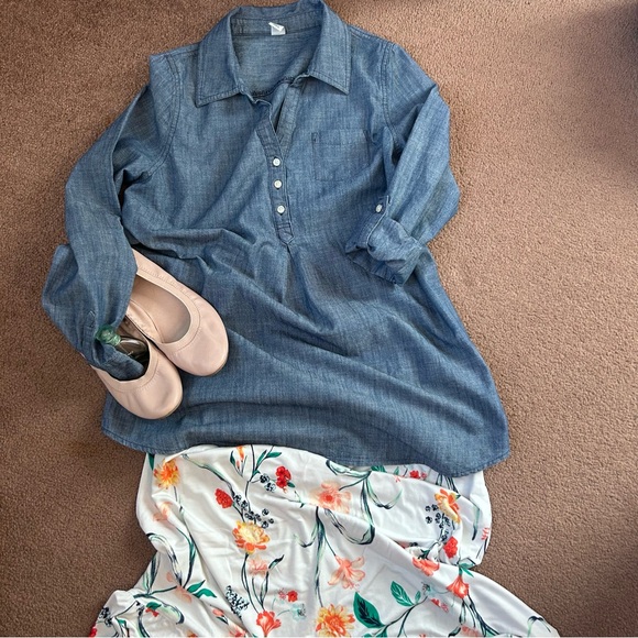 White Floral Long Knit Maxi Skirt St. John’s Bay - Picture 7 of 7